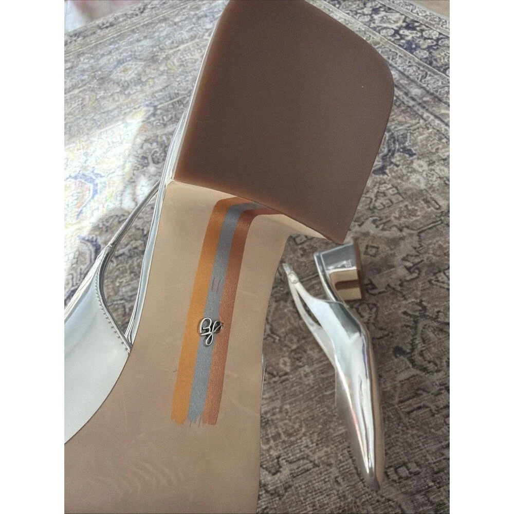 Sam Edelman Ronnie Silver Sling Back Heels Sandals Size 11 M EUC